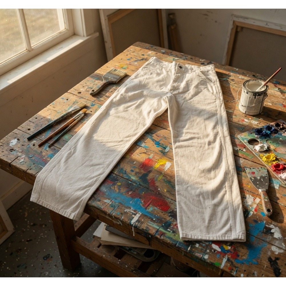 Vintage Sears Painter Pants Mens 30x30 White Cotton Union Made USA Carpenter